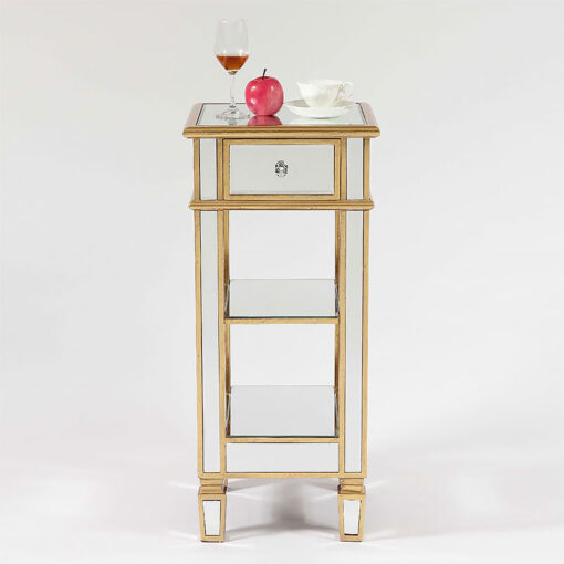 Canterbury Gold Mirrored Glass 1 Drawer Side Table