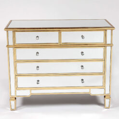 Canterbury Gold Mirrored Glass 5 Drawer Chest Of Drawers