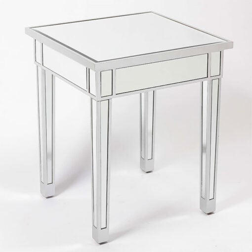 Celine Silver Mirrored Glass Square Side Table