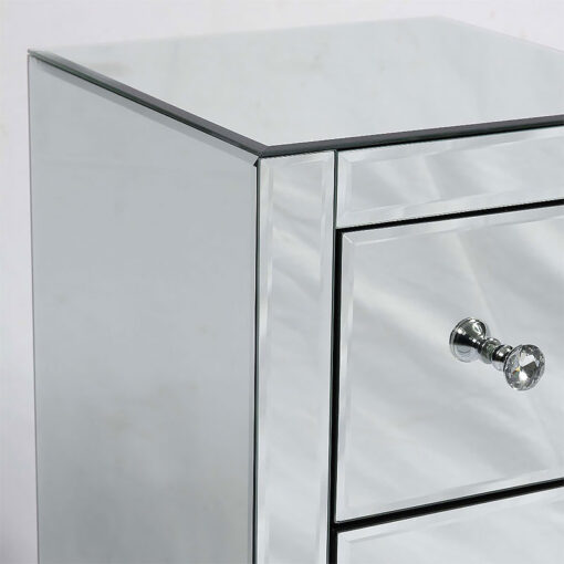 Classic Mirror Mirrored Glass 3 Drawer Bedside Cabinet
