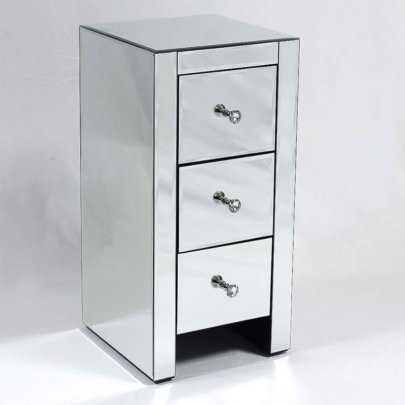 Prague mirror 3 drawer bedside cabinet