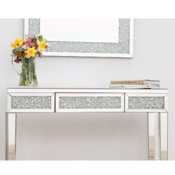 Diamond Crush Mirrored Glass 1 Drawer Dressing Table Console Table