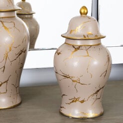 Light Brown And Gold Ginger Jar With Lid 34cm