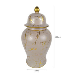 Light Brown And Gold Ginger Jar With Lid 44cm