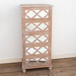 Newport Mirrored Glass 5 Drawer Tallboy Chest Of Drawers