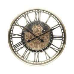Antique Gold Skeleton Visible Moving Gears Wall Clock 53cm
