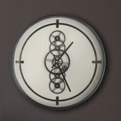 Black And White Visible Moving Gears Wall Clock 46cm