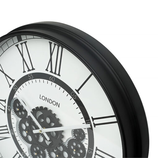 Black And White Visible Moving Gears Wall Clock 53cm