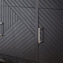 Charlotte Black Wood 3 Door 3 Drawer Sideboard With Chevron Pattern