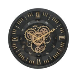 Gold And Black Visible Moving Gears Wall Clock 46cm