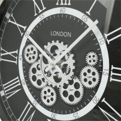 Grey And Silver Visible Moving Gears Wall Clock 53cm