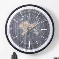 Large Black And Gold Visible Moving Gears Wall Clock 80cm