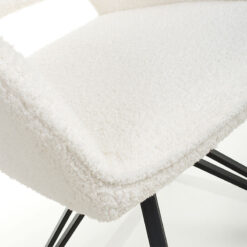 Teddy White Quilted Boucle Swivel Tub Dining Chair
