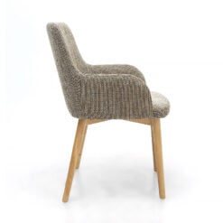 Austin Tweed Oatmeal Tub Dining Chair With Natural Wood Legs