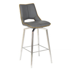 Brittany Graphite Grey Faux Leather Swivel Bar Stool