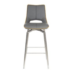 Brittany Graphite Grey Faux Leather Swivel Bar Stool