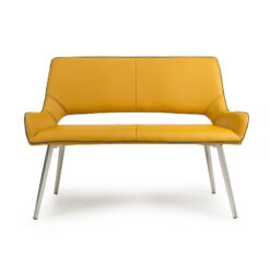 Brittany Yellow Faux Leather Dining Bench With Backrest