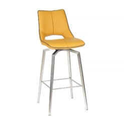 Brittany Yellow Faux Leather Swivel Bar Stool