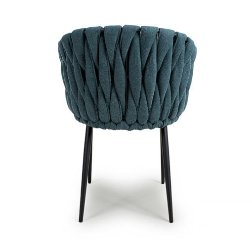 Brooklyn Braided Blue Fabric And Black Legs Tub Dining Chair
