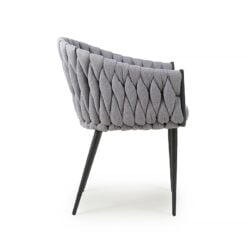Brooklyn Braided Grey Fabric And Black Legs Tub Dining Chair