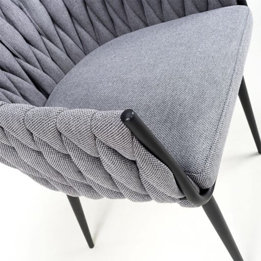 Brooklyn Braided Grey Fabric And Black Legs Tub Dining Chair