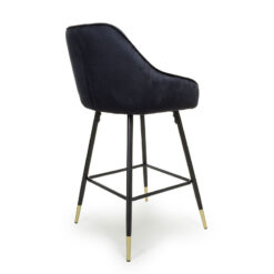 Bryce Brushed Black Velvet Bar Stool With Black And Gold Legs