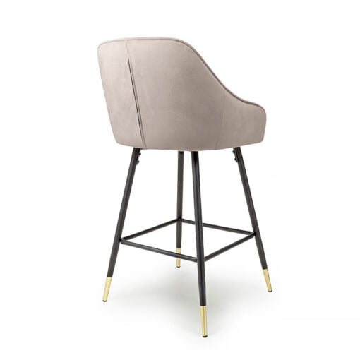 Bryce Brushed Mink Velvet Bar Stool With Black And Gold Legs