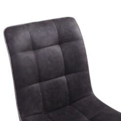 Cruz Dark Grey Faux Suede Dining Chair With Black Legs