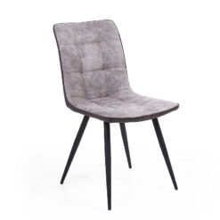 Cruz Light Grey Faux Suede Dining Chair With Black Legs