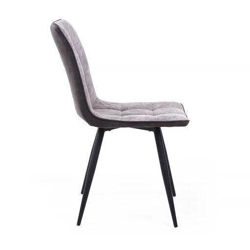 Cruz Light Grey Faux Suede Dining Chair With Black Legs