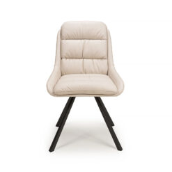 Denver Cream White Faux Leather Swivel Dining Chair