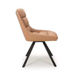 Denver Tan Brown Faux Leather Swivel Dining Chair