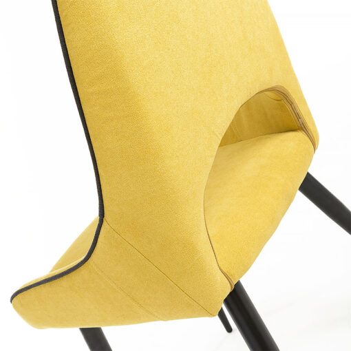 Easton Yellow Chenille Dining Chair With Black Legs