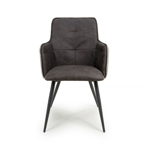 Kendall Dark Grey Faux Suede Tub Dining Chair With Black Legs