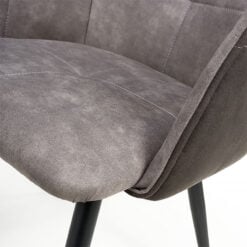 Kendall Light Grey Faux Suede Tub Dining Chair With Black Legs