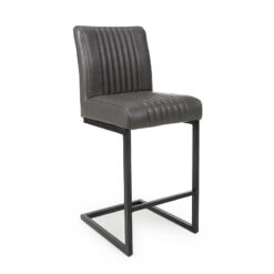 Kimberly Cantilever Grey Faux Leather Industrial Bar Stool
