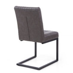 Kimberly Cantilever Grey Faux Leather Industrial Dining Chair