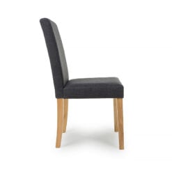 Leon Charcoal Grey Linen Effect Dining Chair With Oak Legs