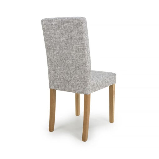 Set Of 2 Leon Light Grey Weave Linen Effect Dining Chairs With Oak Legs