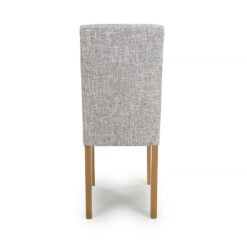 Leon Light Grey Weave Linen Effect Dining Chair With Oak Legs