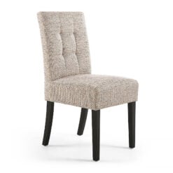 Set Of 2 Peyton Tweed Effect Oatmeal Dining Chairs With Black Legs