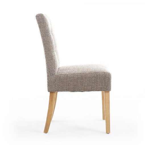 Peyton Tweed Effect Oatmeal Dining Chair With Natural Wood Legs