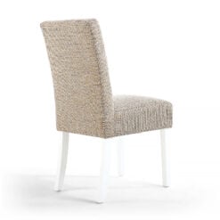 Peyton Tweed Effect Oatmeal Dining Chair With White Legs