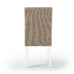 Peyton Tweed Effect Oatmeal Dining Chair With White Legs