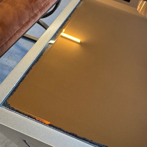 Gabriella 2 Drawer Soft Gold Wood Bedside Cabinet With Mirror Top Slight Second Gabriella 2 Drawer Soft Gold Wood Bedside Cabinet With Mirror Top Slight Second