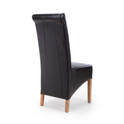Selma High Scroll Back Black Bonded Leather Dining Chair