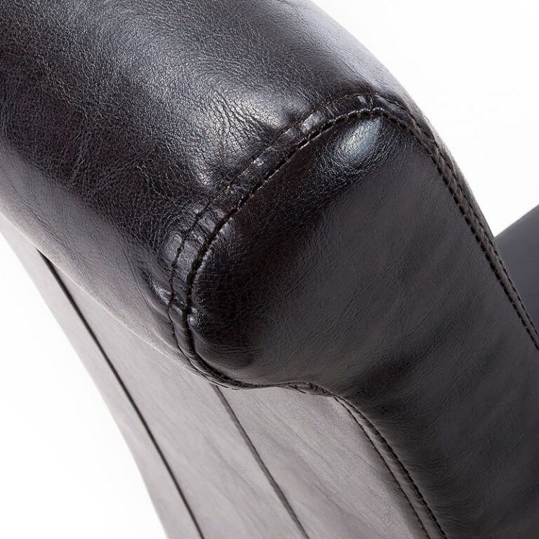 Set Of 2 Selma High Scroll Back Black Bonded Leather Dining Chairs