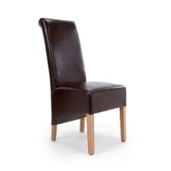 Selma High Scroll Back Brown Bonded Leather Dining Chair