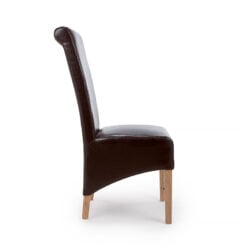 Selma High Scroll Back Brown Bonded Leather Dining Chair