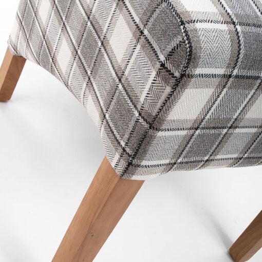 Set Of 2 Selma High Scroll Back Cappuccino Herringbone Tartan Check Dining Chairs